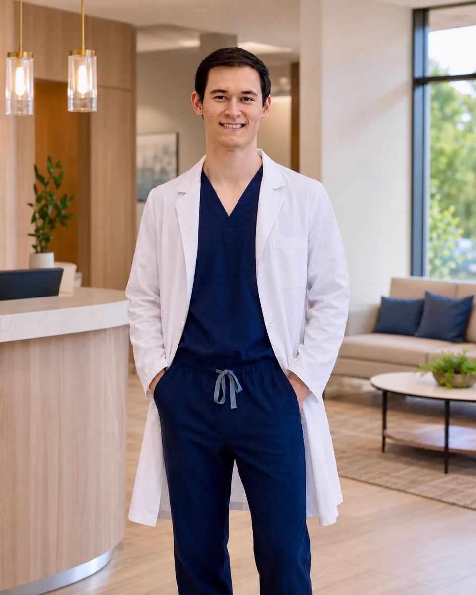 Scott Schmidhauser, DMD, standing in a dental office